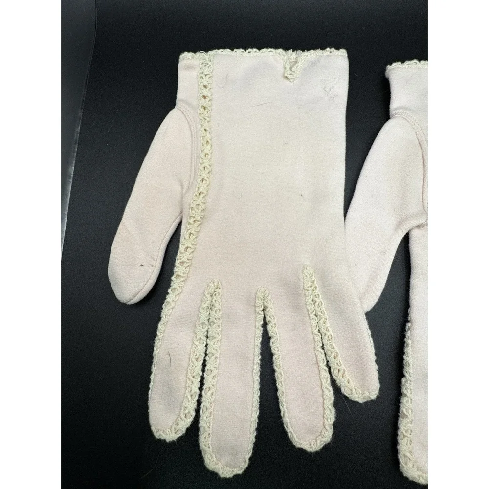Vintage Max Mayer's‎ Gloves Pink With Lace - Size 8 1/2